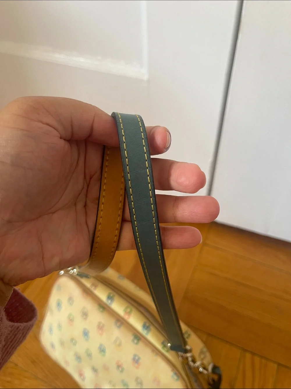 Dooney & Bourke Vintage Y2K Yellow Multicolor DB Logo Canvas Shoulder Bag